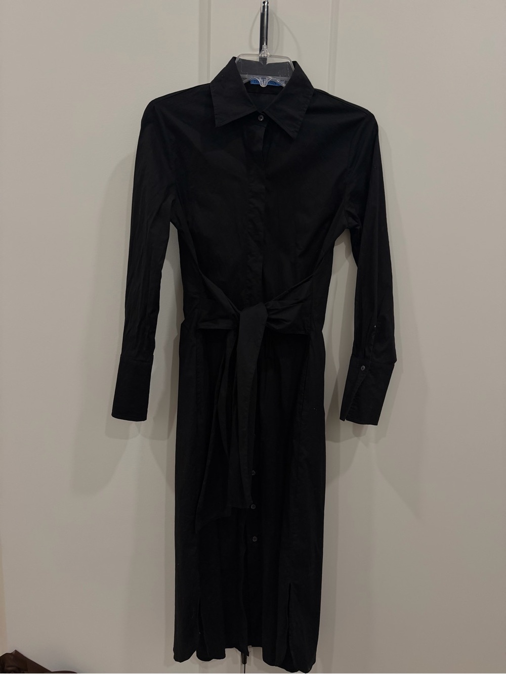 J.McLaughlin Black Tie-Waist Long Sleeve Shirt Dress – XS